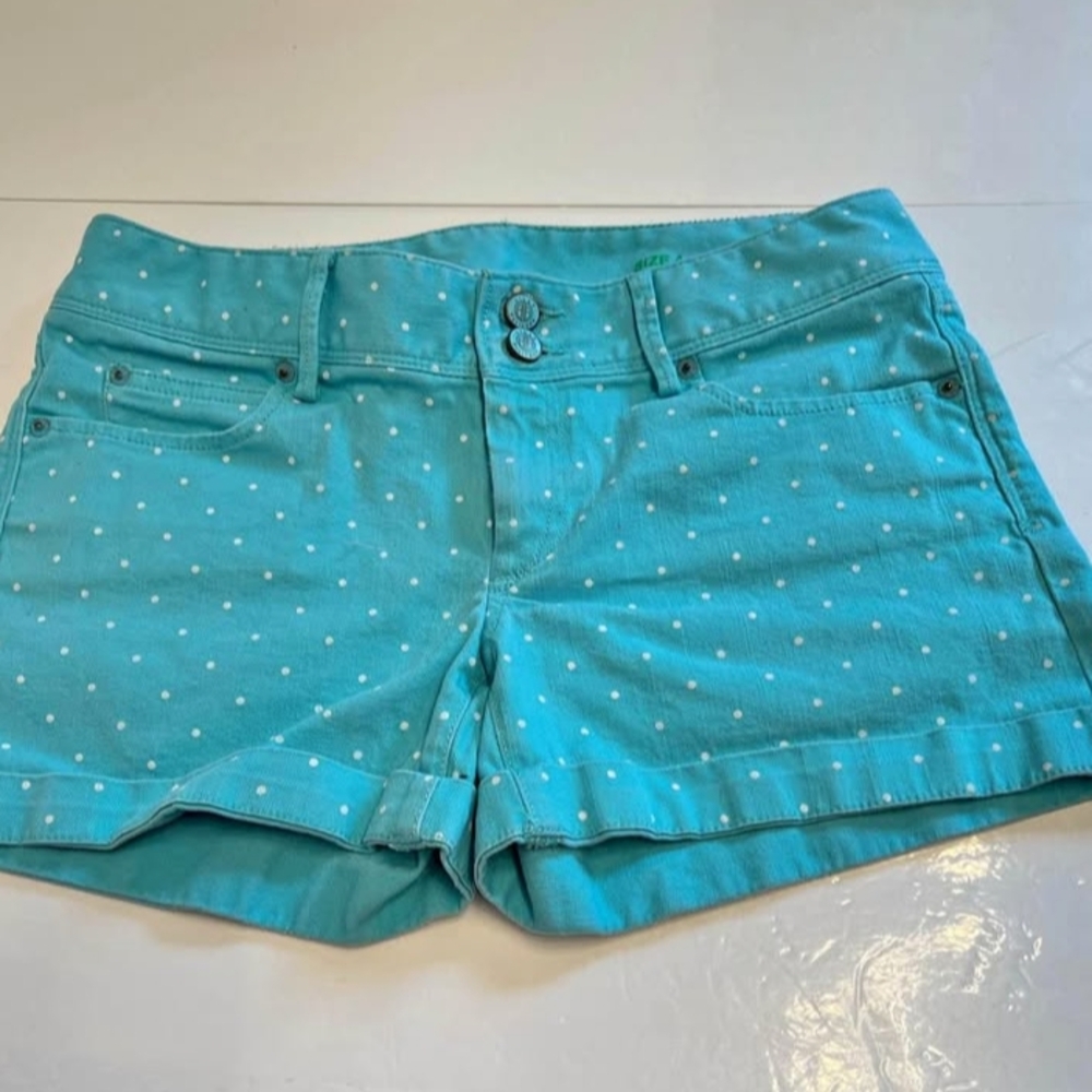 Lilly Pulitzer Blue and White Jean Shorts with Cuffed Hems